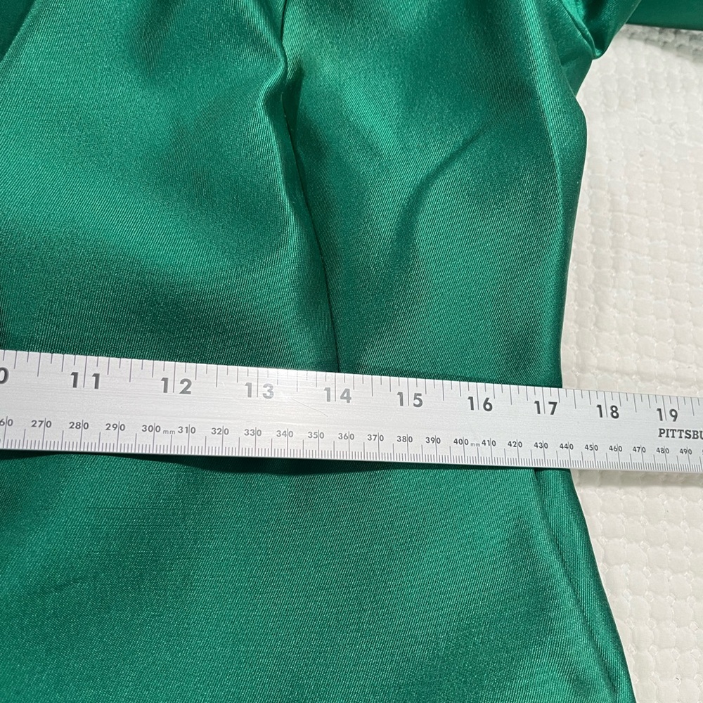 RUBIN SINGER Emerald Silk Faille Tuxedo‎ Mini Coat Dress 46 Sequin Lapel - Picture 7 of 8